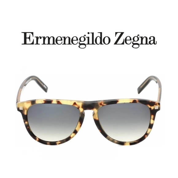 Ermenegildo Zegna Men's Sunglasses - Mirrored Lens Dark Havana Frame | EZ0171 52 - Picture 4 of 9